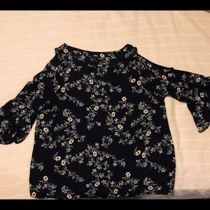 Long sleeve, open shoulder, sheer blouse